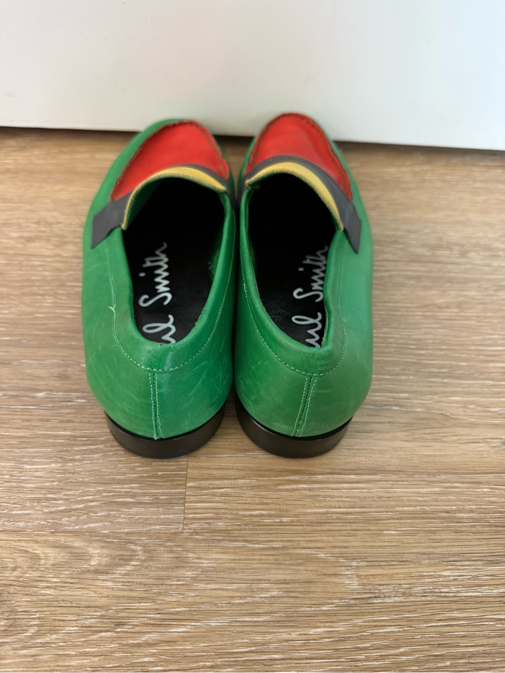 PS Paul Smith Green, Red & Yellow Leather Slip-On Loafers - Picture 6 of 9